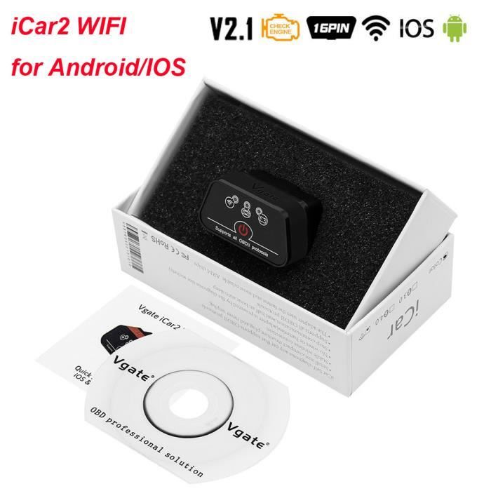 Vgate iCar2 ELM327 V2.1 OBD2 Bluetooth 3.0 Scanner WIFI ELM 327 OBD OBD 2  voiture outil de Diagnostic Auto odb2 - Type WIFI Black - Cdiscount Auto