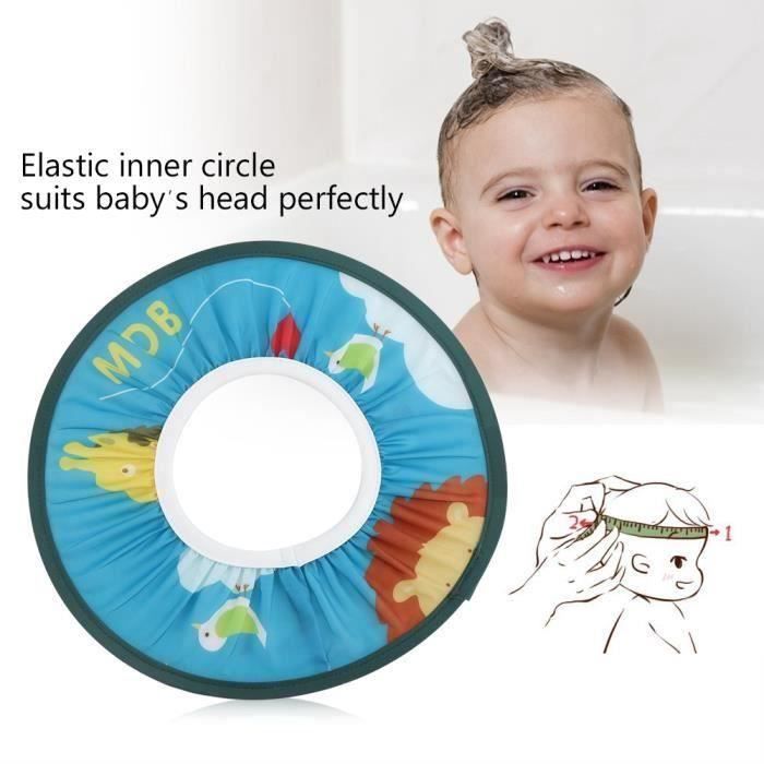 Visi/ère de Bain pour la protection des yeux et des oreilles des enfants Casquette de bain pour b/éb/é Chapeau Douche pour les enfants de 0 /à 9 ans Bonnet de bain pour enfants en silicone bleu
