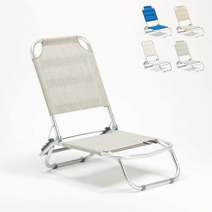 Chaise transat de plage pliante piscine aluminium Tropical, Couleur: Gris