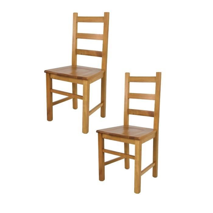chaises rustica pour cuisine, bar et salle à manger - tommychairs - lot de 2 - bois de hêtre - marron - campagne