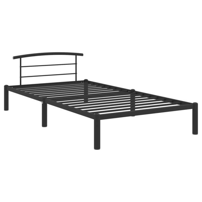 mode 9132 lit adulte structure de lit classique - lit enfant lit pour 1-2 personnes noir métal 90 x 200cm