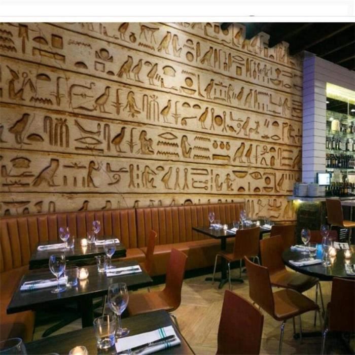 MUMUWUSG Fond D/'Écran 3D Mural Murale Classique De Restaurant De Bar De Hiéroglyphe Égyptien Vintage Papier Peint Intissé Tapisserie Murales Panoramique 3D Mur De Fond Tv Papier Peint Poster Murales