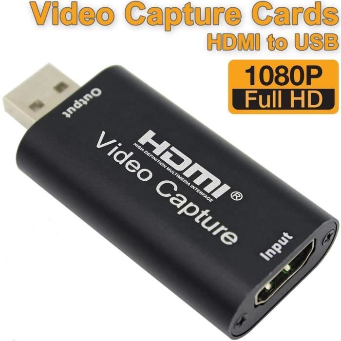 Cartes de Capture Audio Vidéo HDMI vers USB 2.0 Carte,1080p carte pour DSLR/Caméscope,pour Streaming vidéo en Direct Enregistrement vidéo ou Diffusion en Direct 