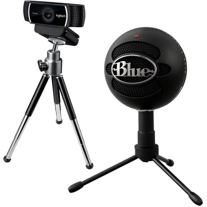 Webcams et Equipement VoIP Logitech-Pack de Démarrage pour les  Streamers-Microphone USB Blue Snowball Black iCE + Webcam 259892
