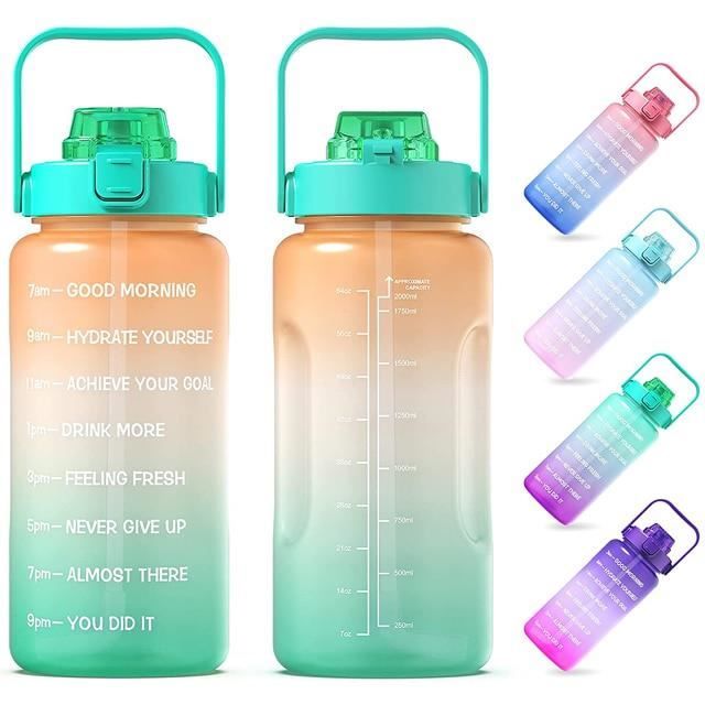 Gourde 64 Oz 1/2 Gallon Avec Paille & Marqueur De Temps - Idéale Sport Et Aventure - Rose
