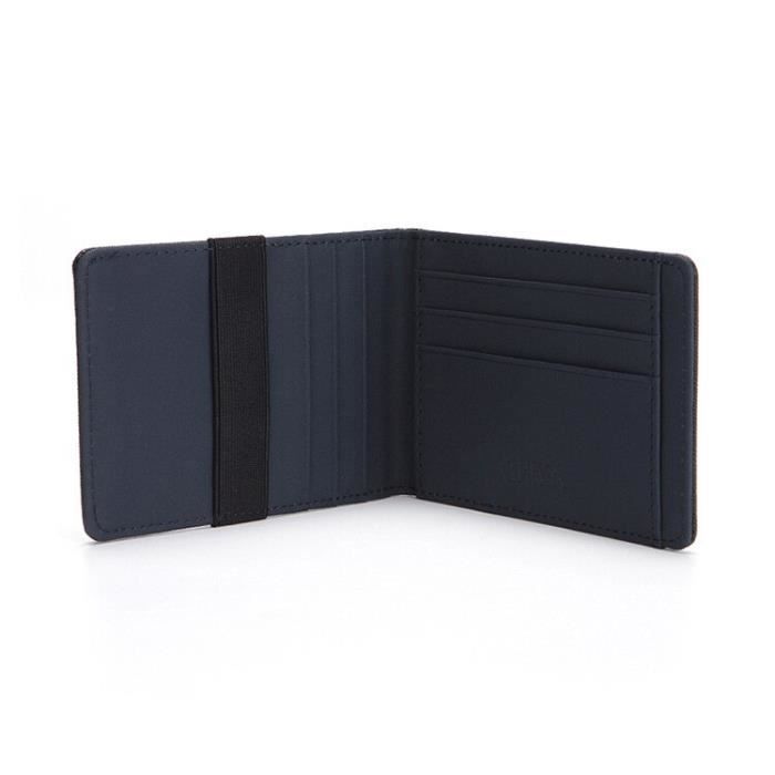 Bleu foncé Portefeuille anti-RFID minimaliste pour hommes, portefeuille de crédit mince, sac en Faux cuir séc