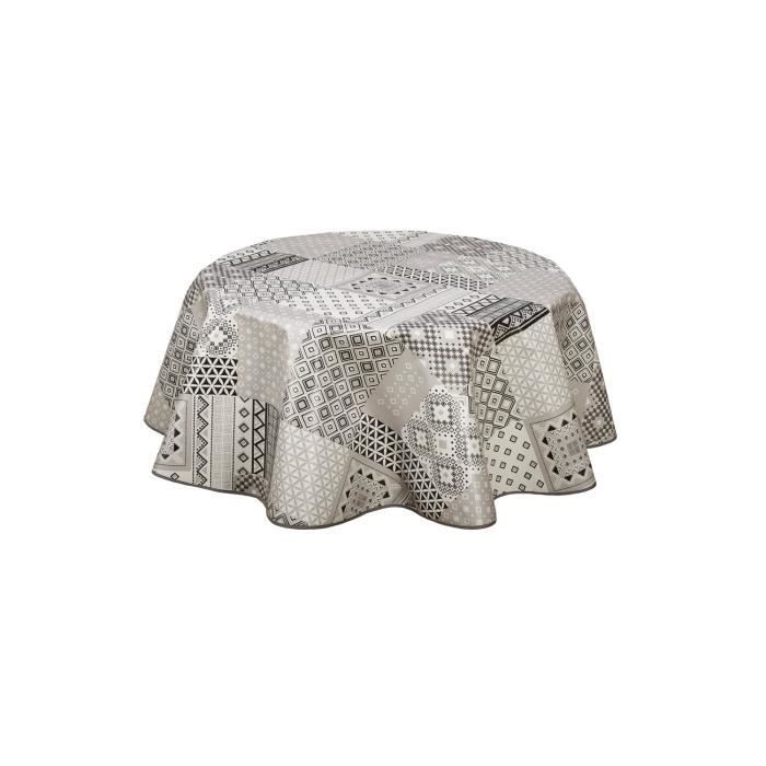 Nappe ronde en toile cirée design Idaly - Diam. 135 cm- Gris ...