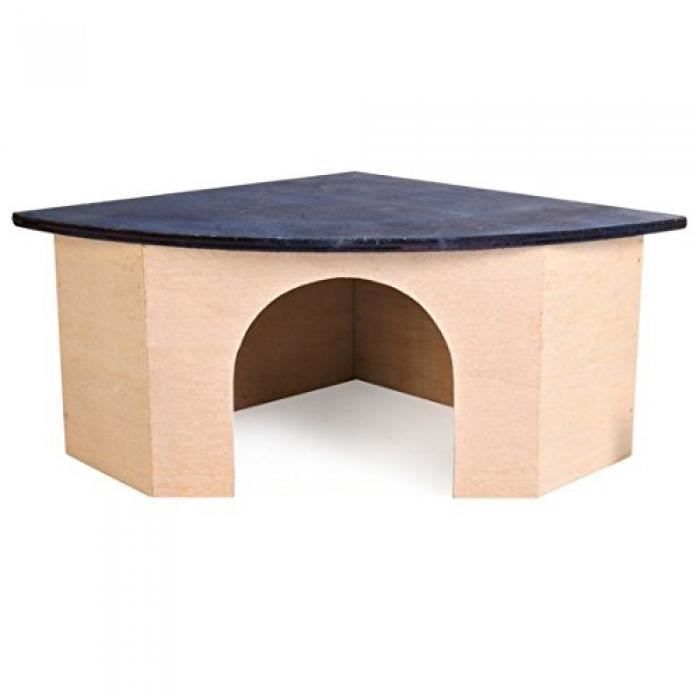 Comparer les prix de Maison en bois pour petits animaux - Croci - Angulaire avec toit bleu - 29x13x21 cm