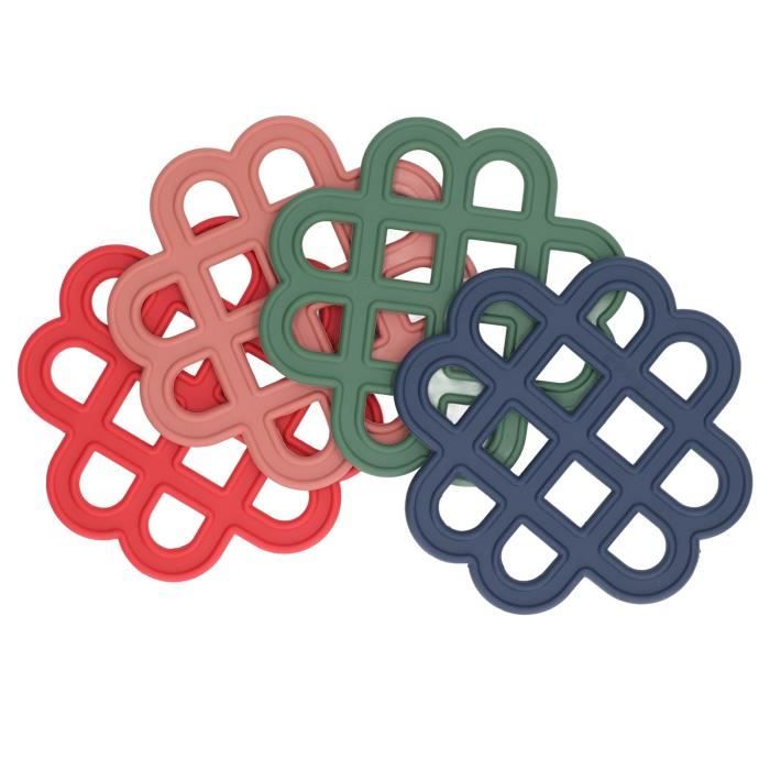 Lot De 4 Dessous De Plat En Silicone Antidérapants - 2 Rectangulaires Et 2 Ronds, Résistants à La Chaleur Jusqu'à 230°C, Pour Protéger Vos Surfaces