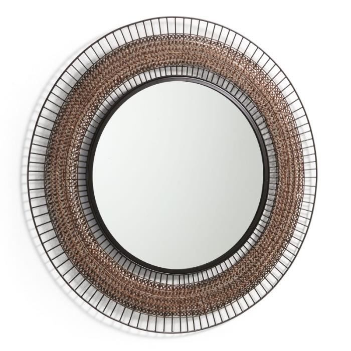 Miroir Rond 90 Cm Metal Cuivre Et Noir Agnel L 90 X L 90 X H 2 Cdiscount Maison