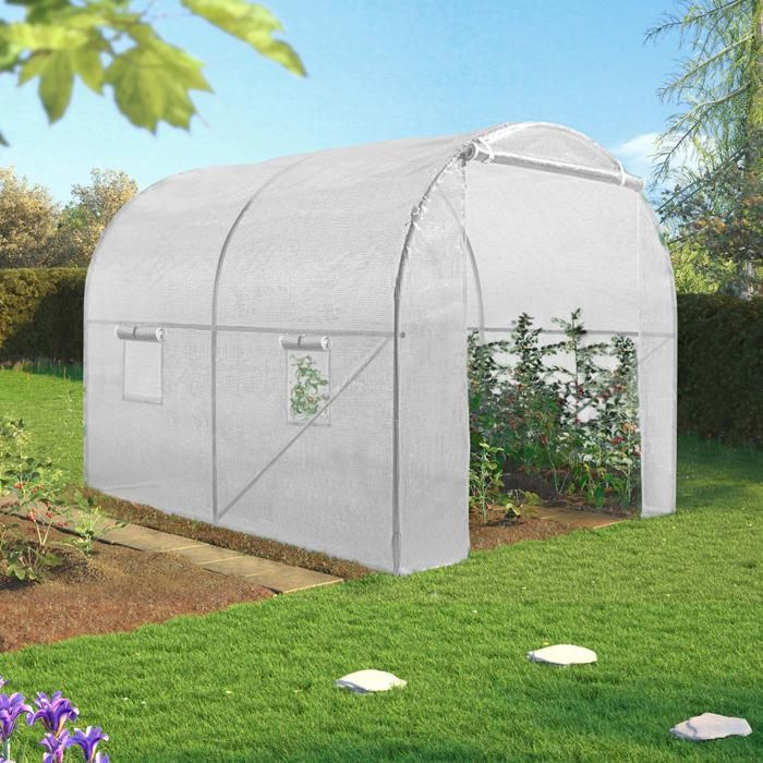 ID MARKET - Bâche de rechange 130G/M² pour serre tunnel 6M² blanche 2  sections ROMA - Cdiscount Jardin