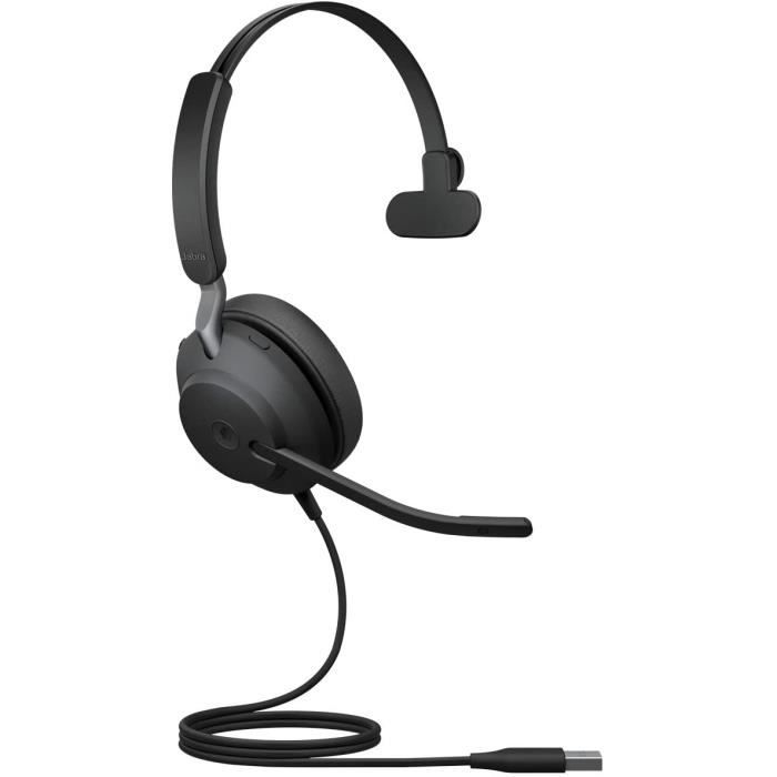 Casque Jabra Evolve2 40 USB A MS Teams Mono Réduction du Bruit 3 Microphones
