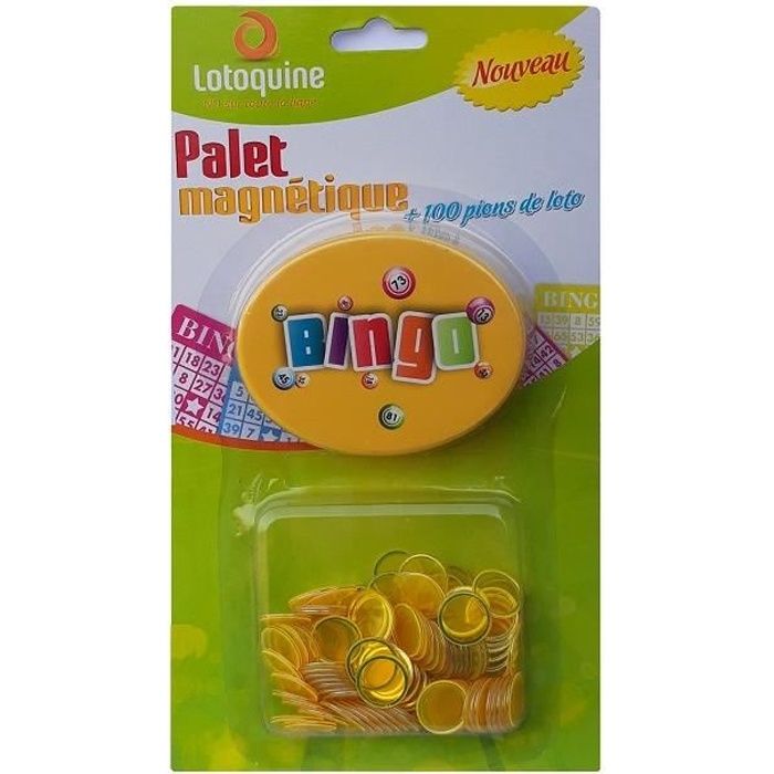 Kit loto Baton ramasse jetons magnetique bleu et 100 pions