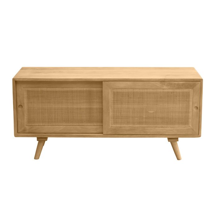 Miliboo - Meuble TV en bois manguier massif et cannage rotin L110 cm ACANGE Miliboo - Meuble TV en bois manguier massif et cannage rotin L110 cm ACANGE