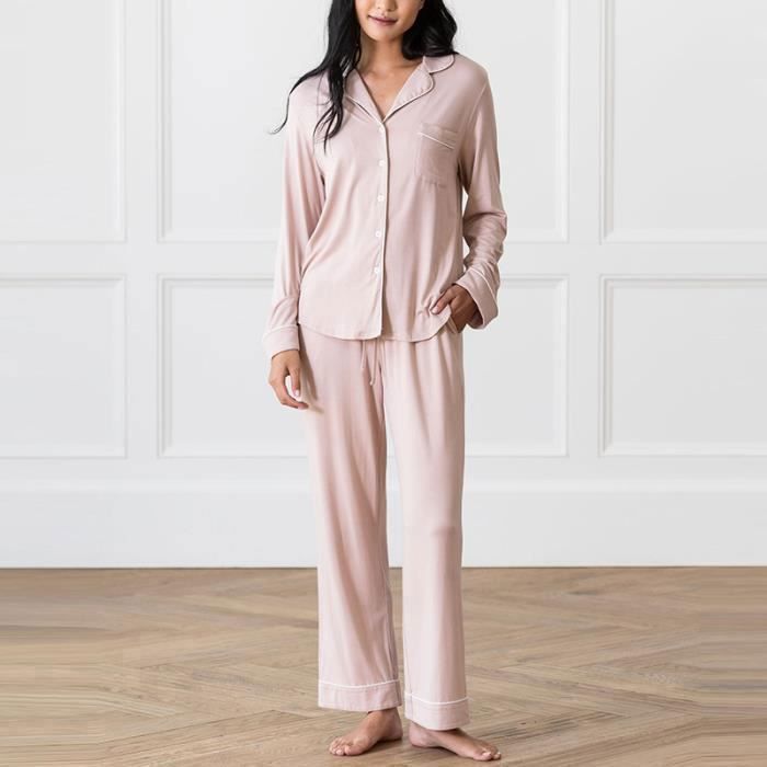 Pyjama Femme INSFITY Printemps-Été Chemise de Nuit Manches