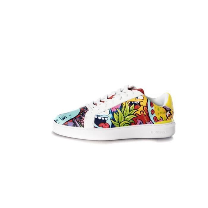 HORSPIST Basket Horspist KLEBER JUNGLE - Homme - Blanc - Synthétique - Lacets