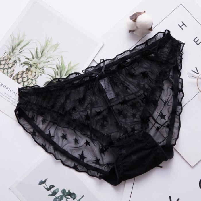 Nouvelle mode Lingerie Sexy Dentelle Brief Underpant Sleepwear Underwear Sun1 Noir Noir