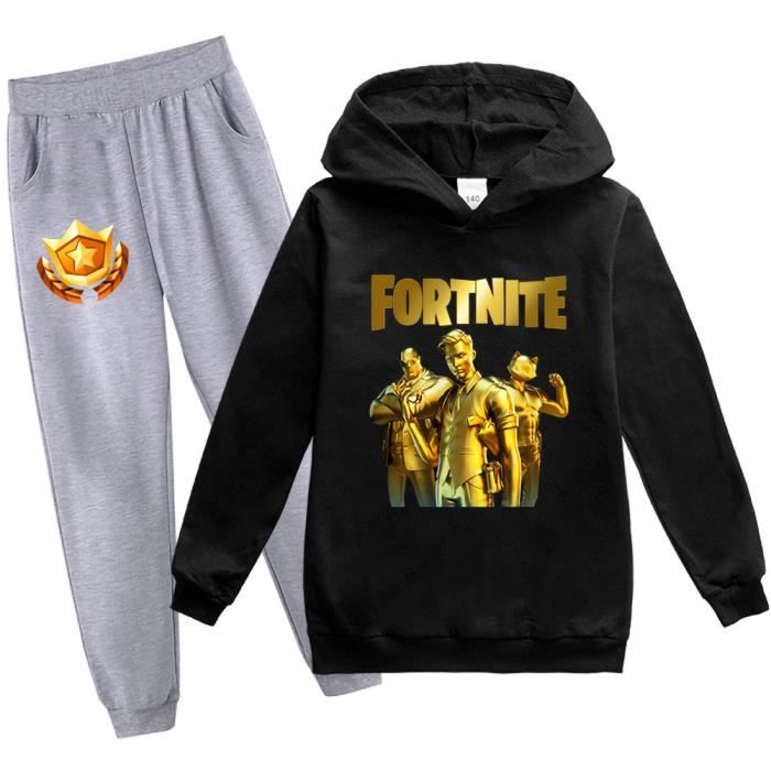 FORTNITE Garcon Unisexe 3D Pull Sweatshirt et Pantalon Survetements Vetements A Capuche Noir Noir Cdiscount Pret a Porter