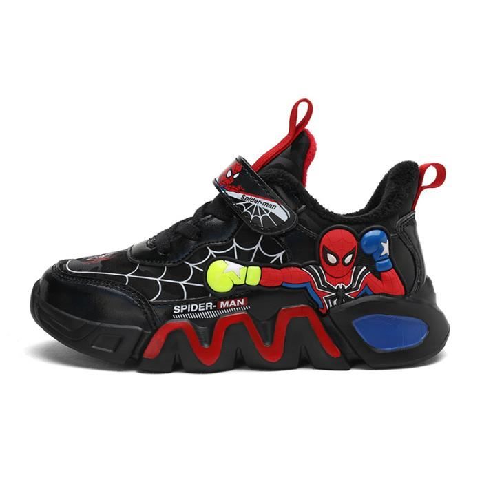 Chaussures Enfant Basket Garcon Spiderman Noir Lacets Cuir Noir Cdiscount Chaussures