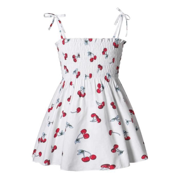 Robe D'été Vintage Fleurie Rouge Et Blanc à Bretelles - Taille 42/44, 100% Coton, Neuve Sans étiquette, Made In France