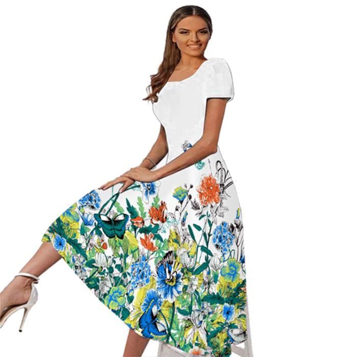 Robe D'été Noire Et Blanche Femme - Taille 10 - Style Décontracté Plage été