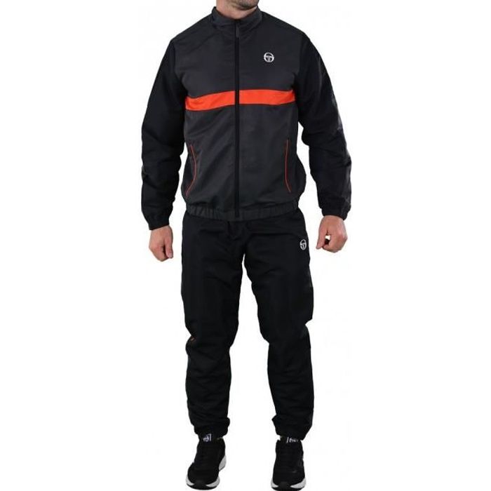 Ensemble de survêtement homme Sergio Tacchini GINICCO - Noir/Rouge - Col montant - Manches longues - Respirant