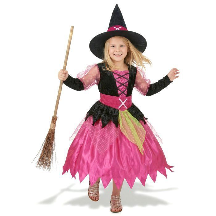 Deguisement Sorciere Rose Fluo Fille main image 1