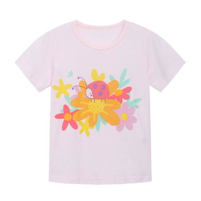 Sous-Pull Fille Coton Manches Longues Broderie Mignonne - T-Shirt Soyeux Confortable DEBAIJIA