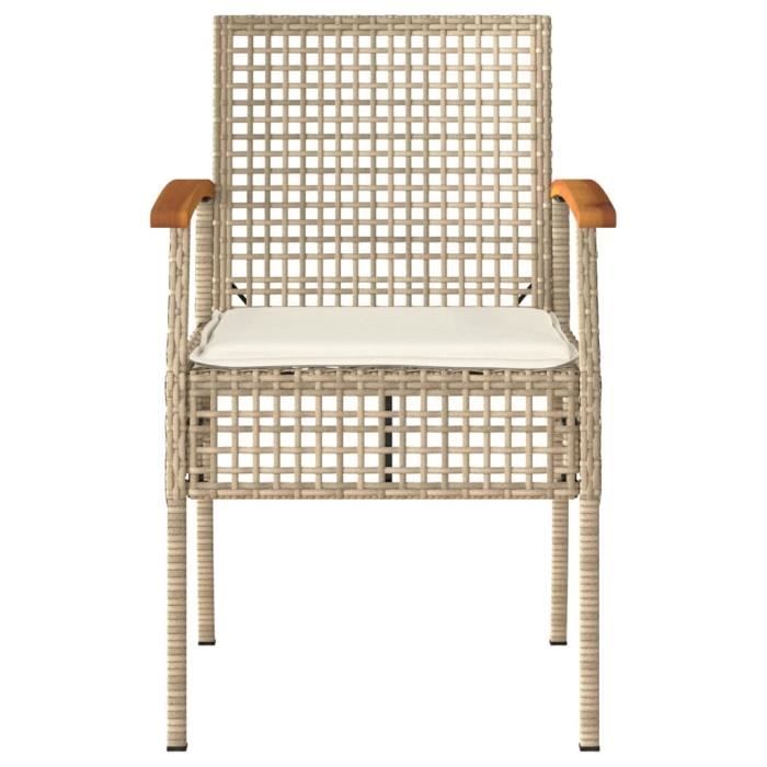 Chaise de jardin - MXZZAND - Beige et marron - Résine tressée - Acacia massif - Coussins amovibles