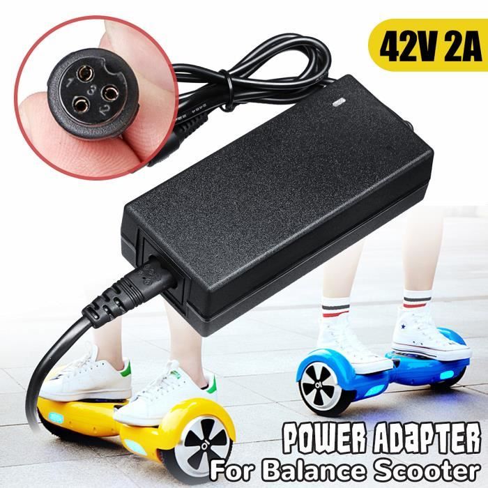 42V 1.5A Chargeur Hoverboard Avec Connecteurs, Pour Scooter Électrique, Hoverboard, Monocycle, Planche à Dérive, Xiaomi M365, Noir - Sport