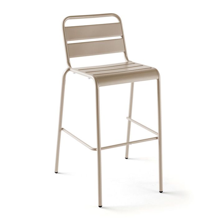 Chaise haute de jardin en métal taupe  Palavas Oviala
