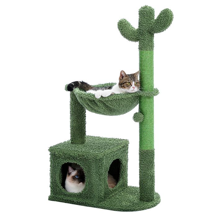 pawz road arbre à chat cactus arbre a chat avec hamac suspendu et maison confortable 102cm