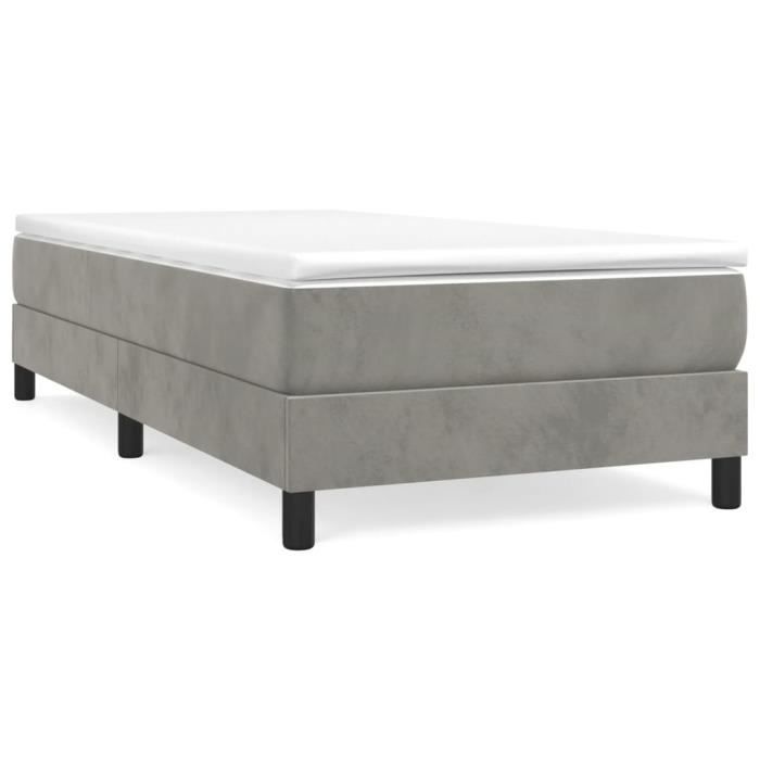 Sommier à ressorts de lit Gris clair 80x200 cm Velours - SALALIS