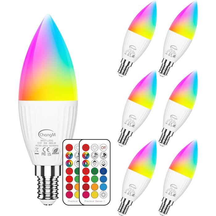 Ampoules Led E14 Rgb, Ampoule Led En Forme De Bougie, 5 W (Remplace 40