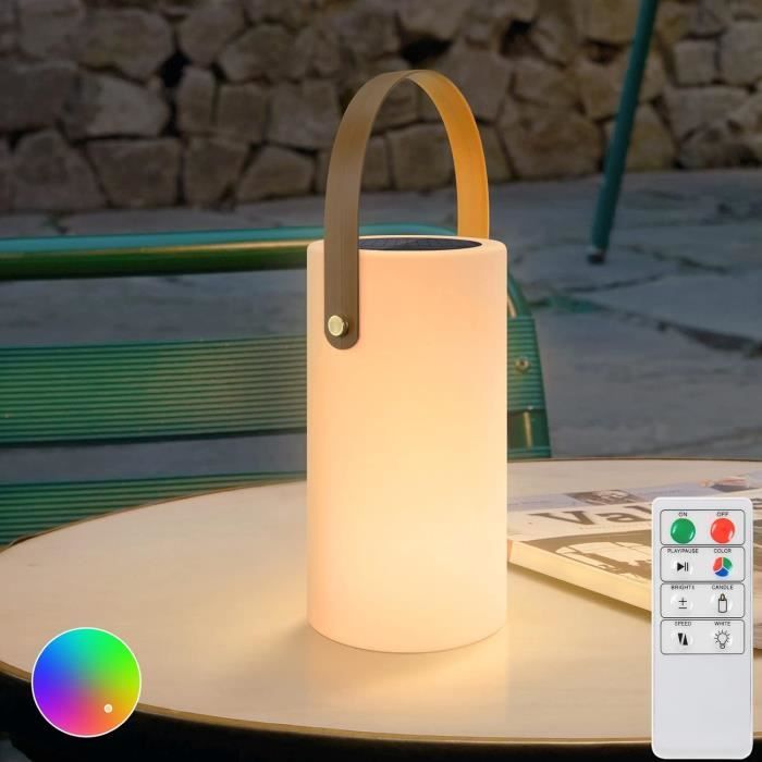 Lampe De Table Extérieure Rechargeable LED - IP44 étanche - Lumière Blanche Et RGB - Poignée Portable - Pour Jardin Camping Terrasse