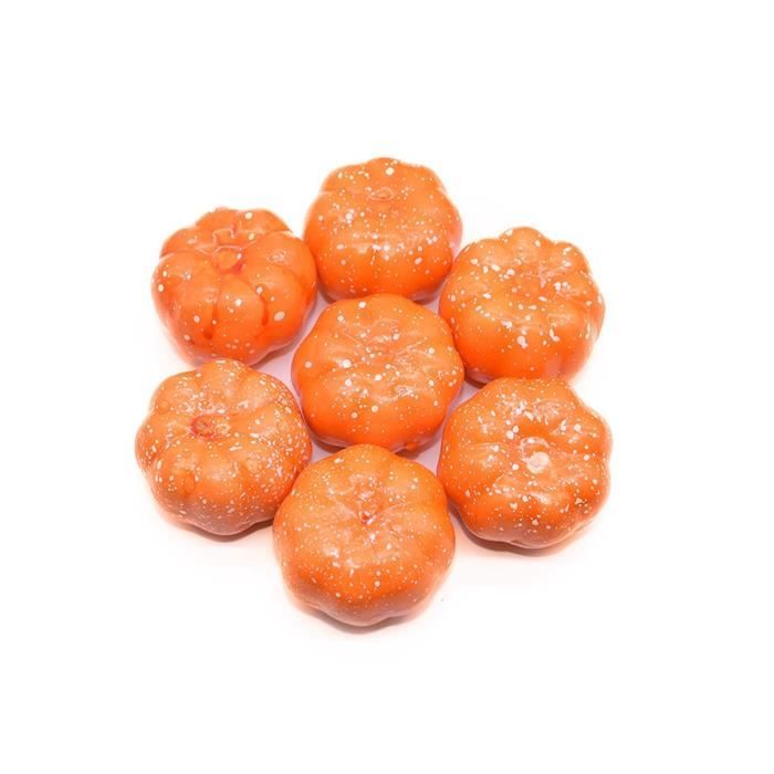 Lot De 18 Citrouilles Décoratives En Mousse Et Velours - Orange Et Blanc - 6-9 Cm Pour Halloween, Thanksgiving