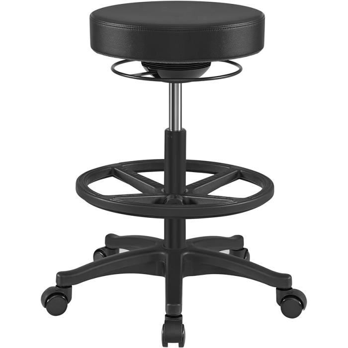 Tabouret de Travail Ergonomique pivotant et réglable 59 5-81 cm avec Repose-Pieds Circulaire réglable Noir Tabouret de Travail Ergonomique pivotant et réglable 59 5-81 cm avec Repose-Pieds Circulaire réglable Noir