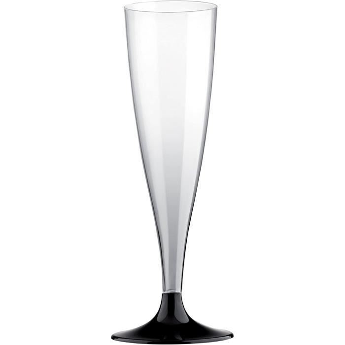 Flûte à champagne en plastique avec base noire (lot de 20)112