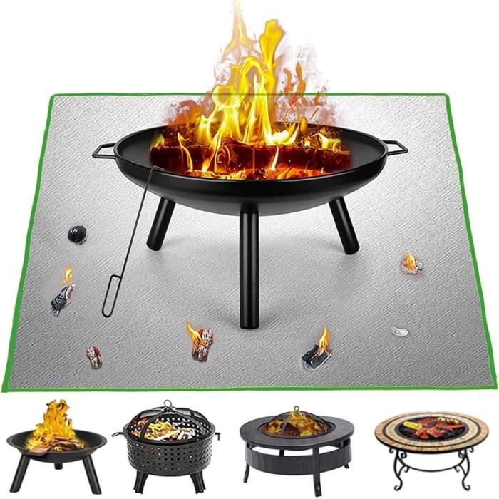 Lot 2 Tapis De Brasero Pliables 99x99 Cm - Protection Ignifuge Barbecue Terrasse Pelouse