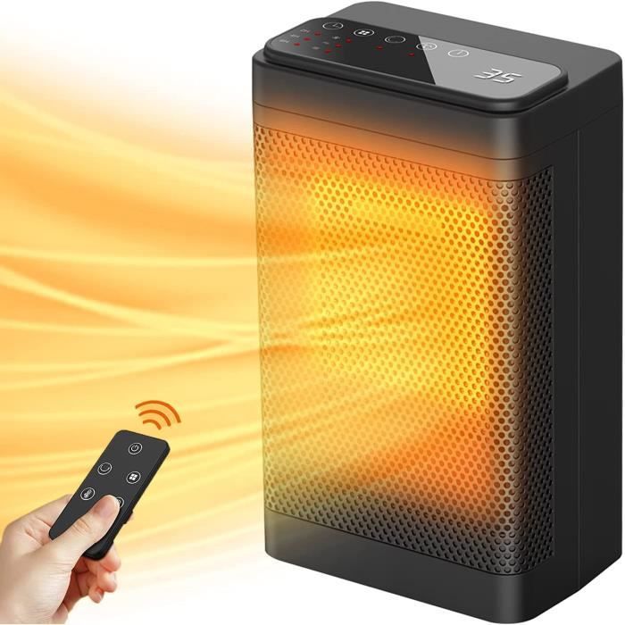 Chauffage D'Appoint Mooklin 2000W - Céramique PTC, Minuterie 12H, Télécommande, Flamme 3D, Sécurité