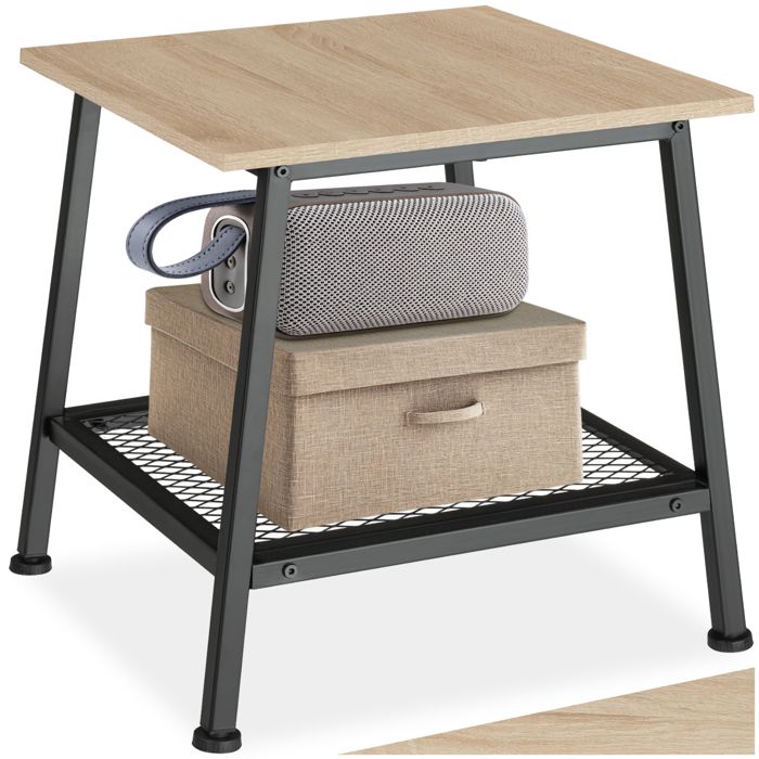 Table basse - TECTAKE - Table dappoint BEDFORD style industriel bois MDF et acier 455 x 45 x 47 cm - Bois clair/Chêne sonoma
