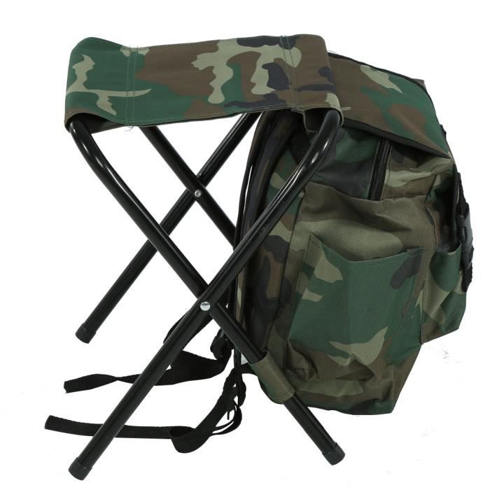 Tabouret de camping en plein air, tuyau en acier + tissu Oxford, robuste, durable, pliable, 34 × 29 × 29 cm, pliant avec sac de