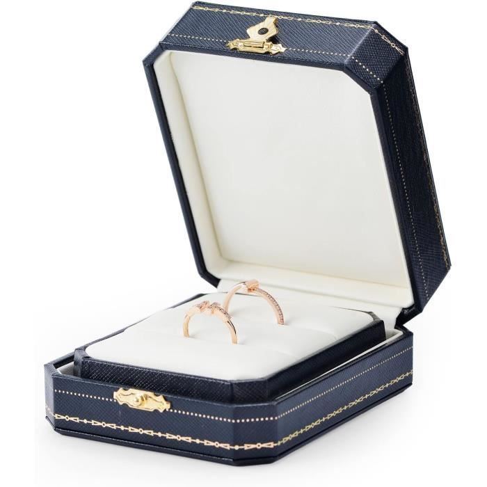 Boîte à Alliances Double Cœur En Bois Rustique – Porte-Bagues Gravé Pour Mariage, Fiançailles Ou Saint-Valentin