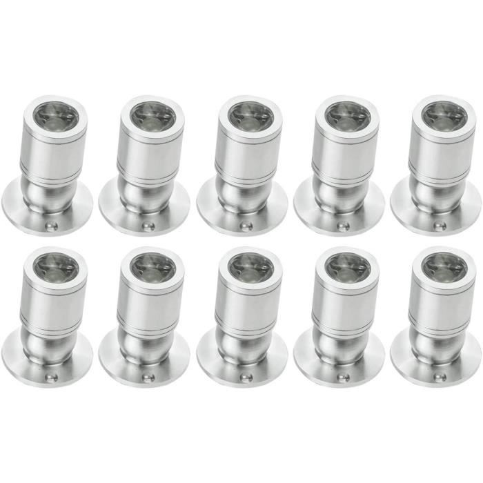 Lot 10 Spots LED Encastrables 1W – Blanc Chaud, Avec Transformateurs, Noir