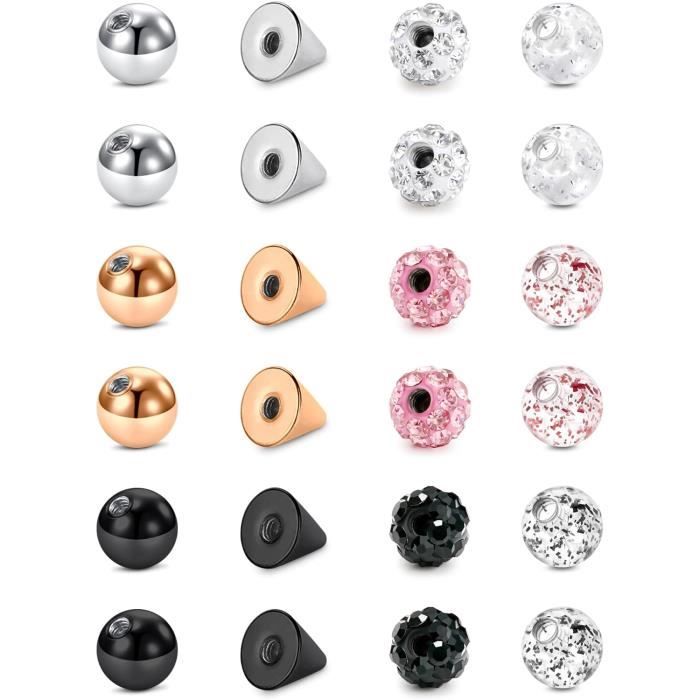 Piercing Boule Ensemble 1.6Mm Fil 5Mm Remplacement Vis À Billes Langue