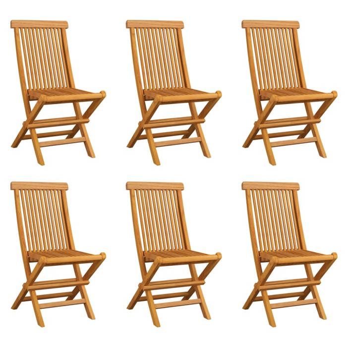 vidaXL Chaises pliables de jardin Teck solide - vue 5