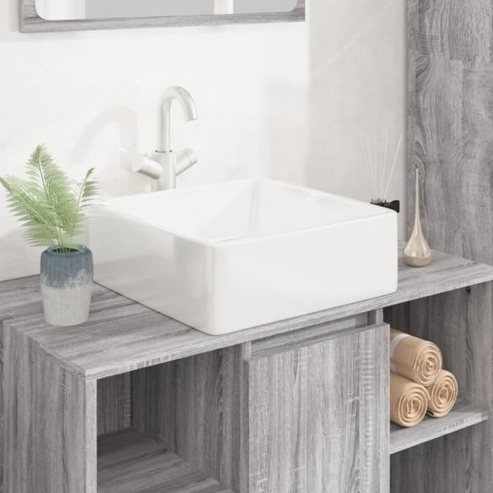 vidaXL Lavabo 37x37x13 cm céramique carré 153341