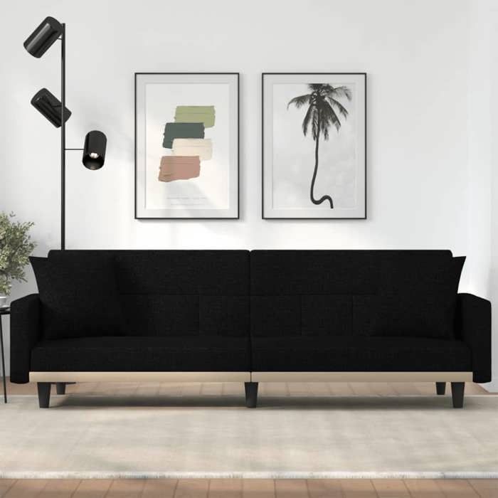 vidaXL Canapé-lit avec coussins noir tissu 351877
