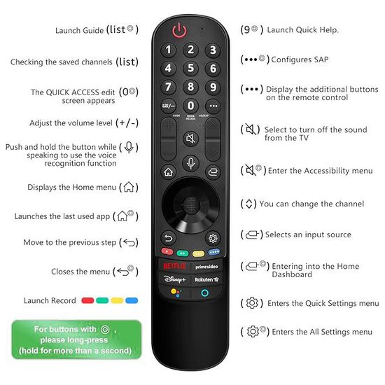 Telecomando Di Ricambio MR20GA / AKB75855501 Per TV LG 2020 Smart LED A Infrarossi – Nero