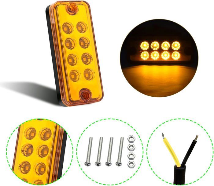 HEHEMM 2x Feux De Position Latéraux LED 9 LEDs 10-30V - Jaune, Feux Remorque Camion